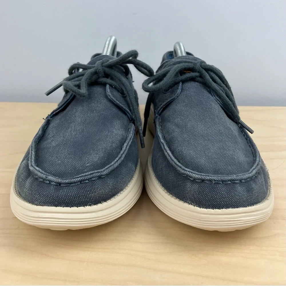 Skechers Men’s Size 9.5 Status-Melec Casual Boat Shoes Lace Up Washed Blue